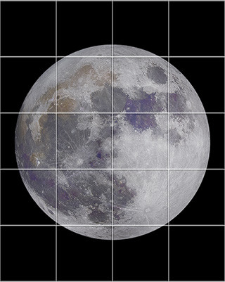 Tile mural with realistic full Moon on black background – modern decorative ceramic tile